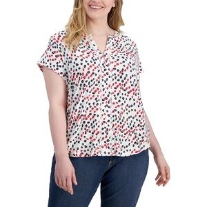 Tommy Hilfiger Plus Size Ditsy Floral Cap-Sleeve Top NWT